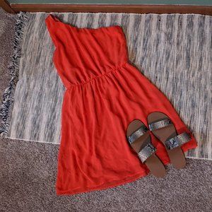 One Shoulder Orange Dress